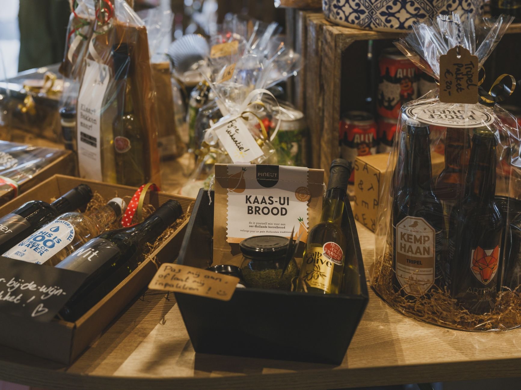 Beautiful assortment of gift items and local products arranged in a shop